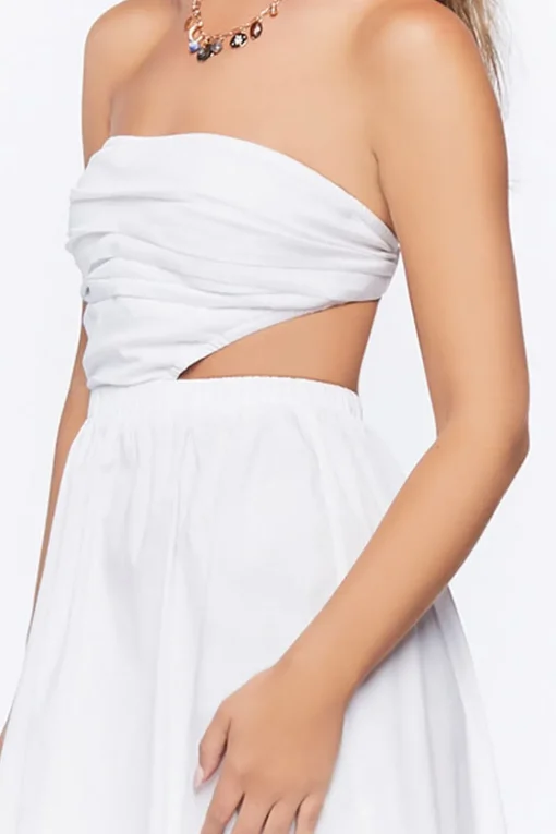Poplin Cutout Fit & Flare Midi Dress
