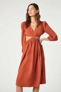 Poplin Cutout Midi Dress