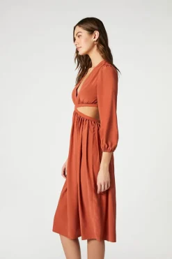 Poplin Cutout Midi Dress