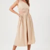Poplin One-Shoulder Midi Dress