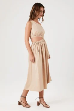 Poplin One-Shoulder Midi Dress
