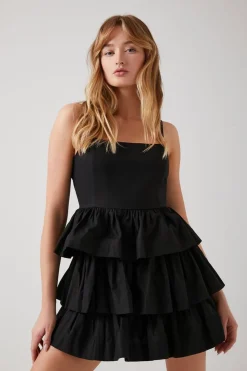 Poplin Ruffle-Tiered Mini Dress
