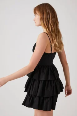 Poplin Ruffle-Tiered Mini Dress
