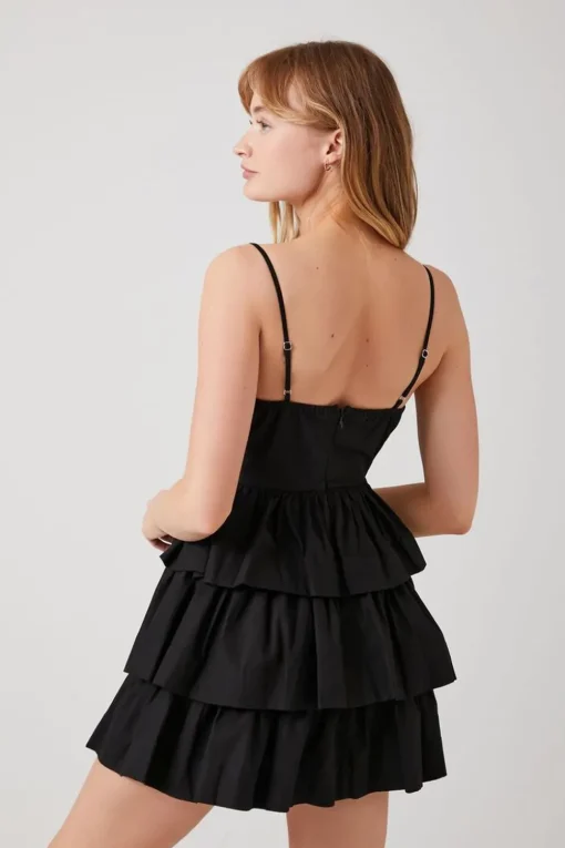 Poplin Ruffle-Tiered Mini Dress