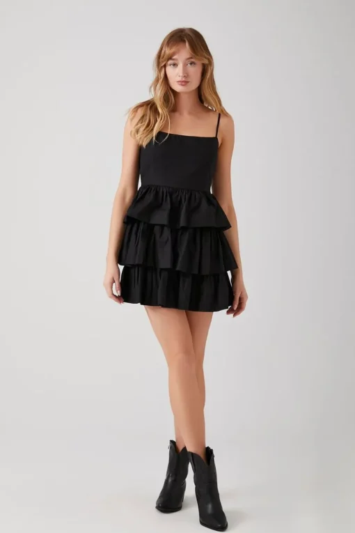 Poplin Ruffle-Tiered Mini Dress