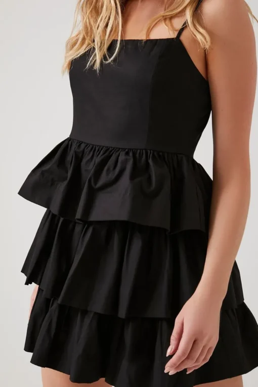 Poplin Ruffle-Tiered Mini Dress