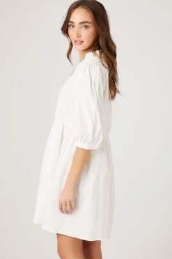 Poplin V-Neck Babydoll Dress