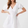 Puff-Sleeve Babydoll Mini Dress
