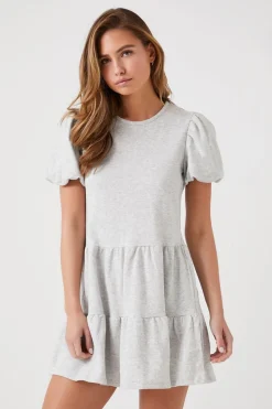 Puff-Sleeve Tiered Mini Dress