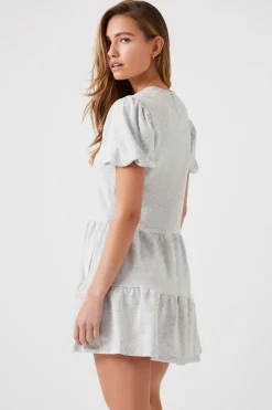 Puff-Sleeve Tiered Mini Dress