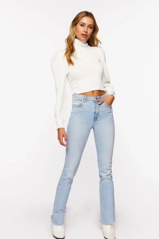 Puff-Sleeve Turtleneck Sweater