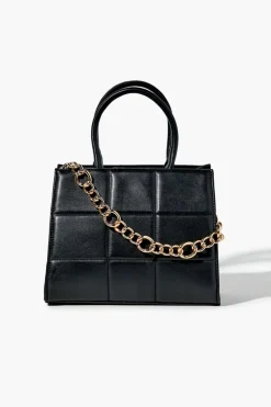 Quilted Faux Leather Satchel