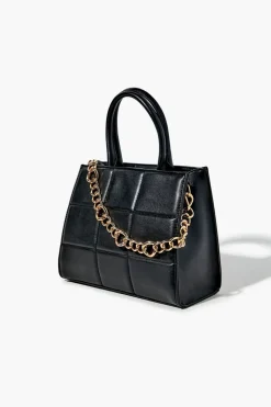 Quilted Faux Leather Satchel