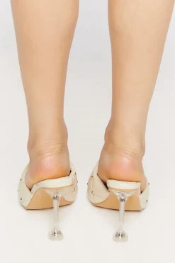 Quilted Faux Leather Spool Heels