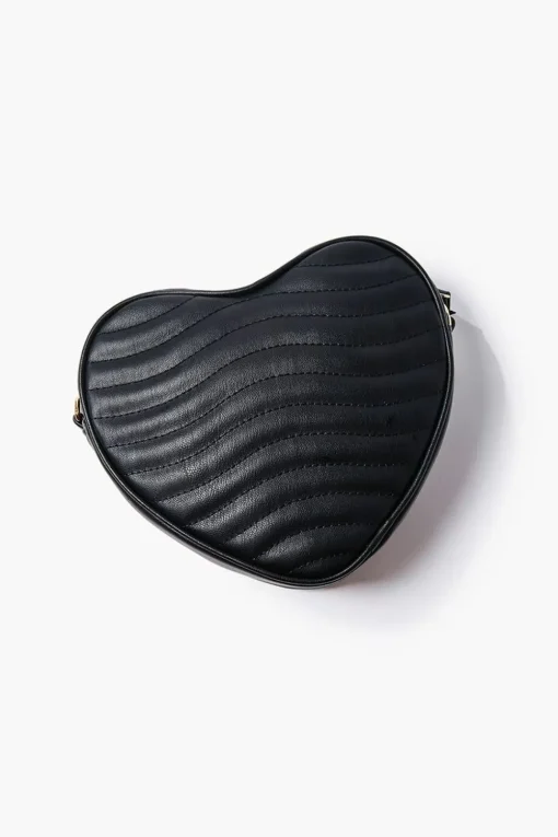 Quilted Heart-Shaped Crossbody Bag