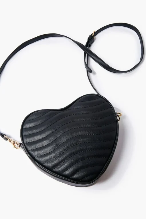 Quilted Heart-Shaped Crossbody Bag
