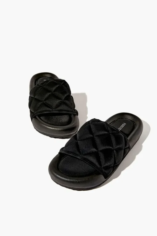 Quilted Open-Toe Slides
