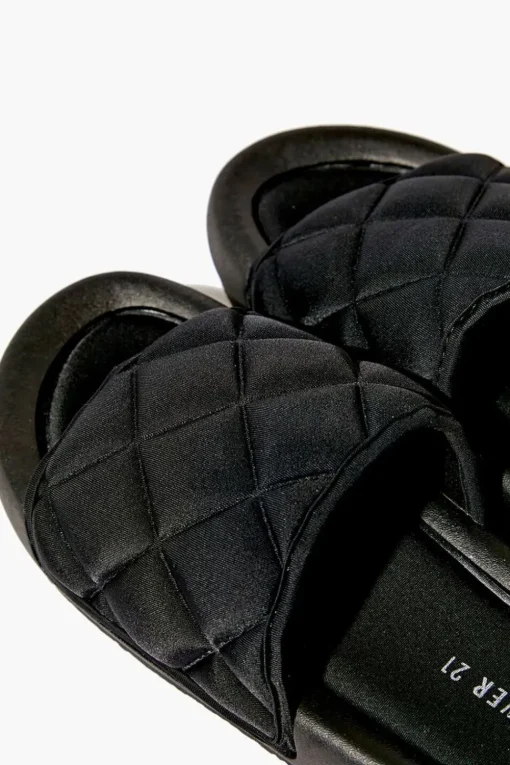 Quilted Open-Toe Slides