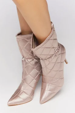 Quilted Satin Heel Booties