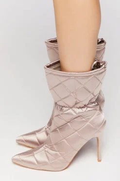 Quilted Satin Heel Booties