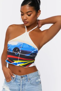 Race Car Graphic Halter Top