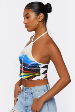 Race Car Graphic Halter Top