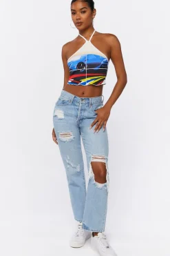 Race Car Graphic Halter Top