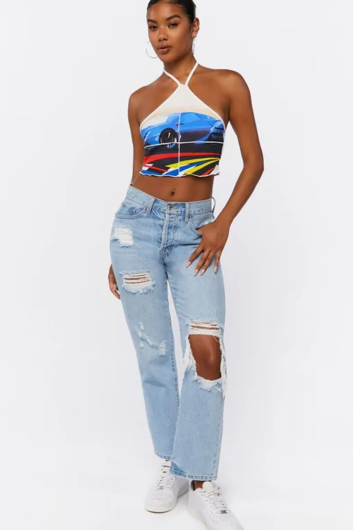 Race Car Graphic Halter Top