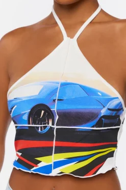 Race Car Graphic Halter Top