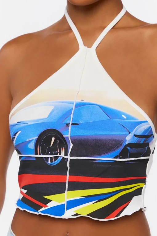Race Car Graphic Halter Top