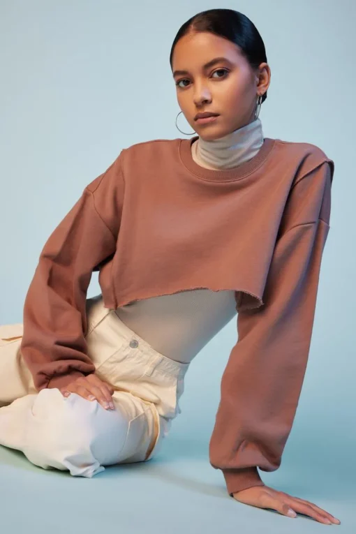 Raw-Cut Cropped Pullover