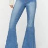 Raw-Cut Mid-Rise Flare Jeans
