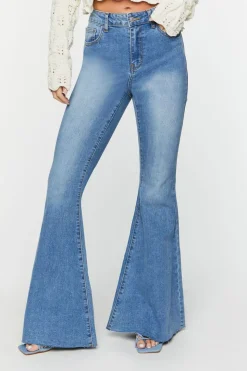 Raw-Cut Mid-Rise Flare Jeans