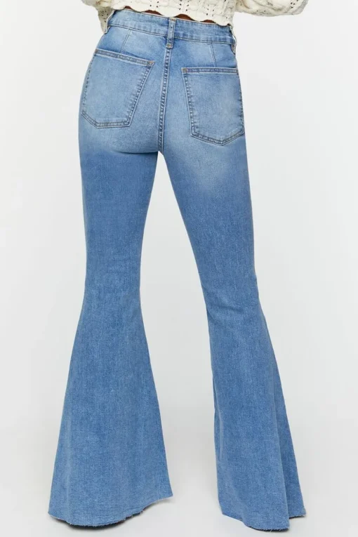 Raw-Cut Mid-Rise Flare Jeans
