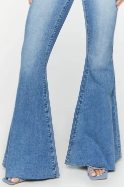 Raw-Cut Mid-Rise Flare Jeans