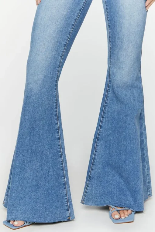 Raw-Cut Mid-Rise Flare Jeans