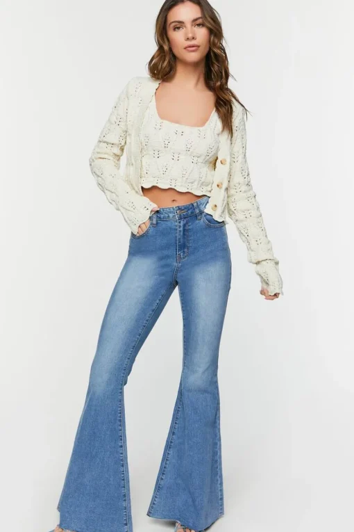 Raw-Cut Mid-Rise Flare Jeans