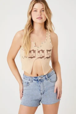 Raw-Cut Studded Denim Shorts