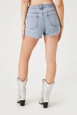 Raw-Cut Studded Denim Shorts