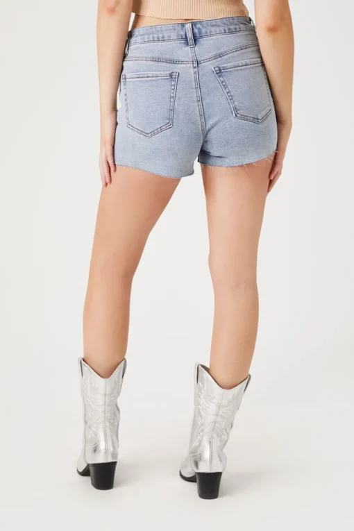 Raw-Cut Studded Denim Shorts