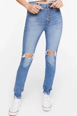 Recycled Cotton Distressed Skinny Jeans