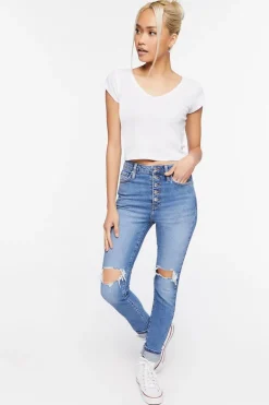Recycled Cotton Distressed Skinny Jeans