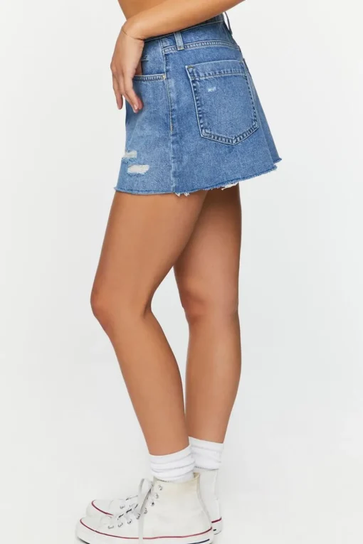 Recycled Cotton Distressedmini Skirt