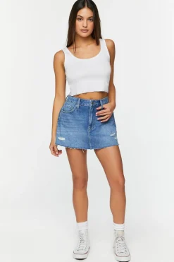 Recycled Cotton Distressedmini Skirt