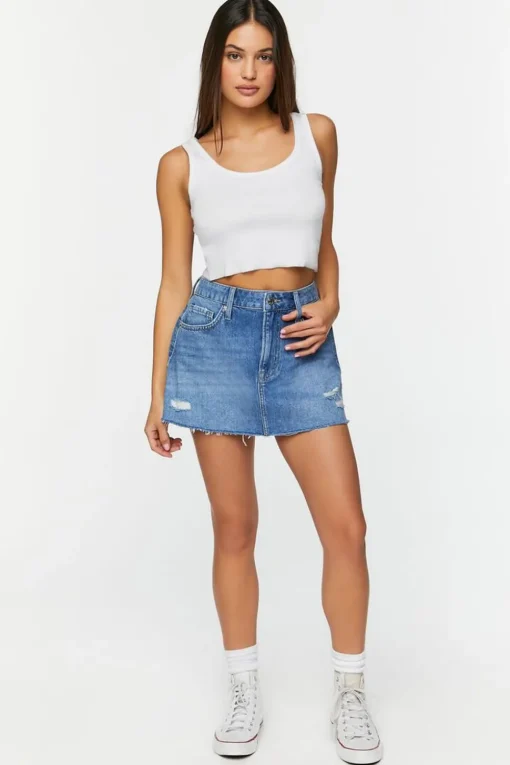 Recycled Cotton Distressedmini Skirt