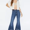 Recycled Cotton Embroidered Floral Flare Jeans