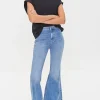Recycled Cotton Faded Flare Jeans