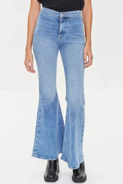 Recycled Cotton Faded Flare Jeans