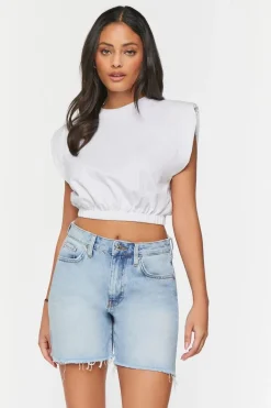 Recycled Cotton Frayed Denim Shorts