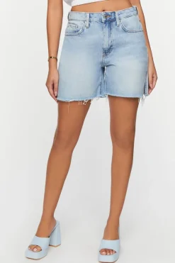 Recycled Cotton Frayed Denim Shorts